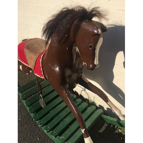 645 - Early 20th century bow rocking horse, 135cm long