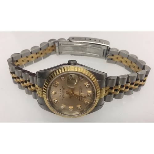 100D - Ladies Rolex Oyster Perpetual Datejust Superlative Chronometer wristwatch, the dial set with diamond... 