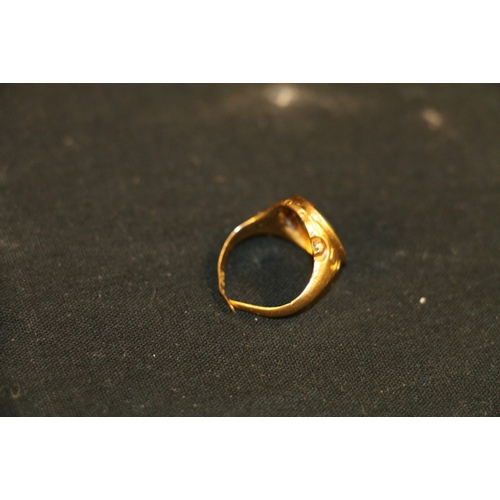 67 - Two 9ct gold dress rings 5.5g (3.7g & 1.9g), an 18ct gold bloodstone set signet ring (clipped) 5... 