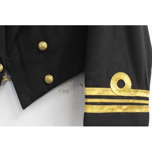 15 - British Royal Navy dress uniform jacket having Gieves label, brass naval buttons by Gieves, bullion ... 