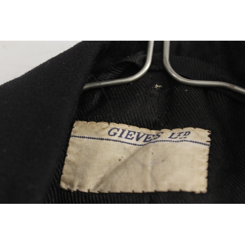 15 - British Royal Navy dress uniform jacket having Gieves label, brass naval buttons by Gieves, bullion ... 