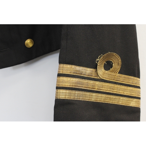 16 - British Royal Navy dress uniform jacket having brass naval buttons by Best of London, bullion wire c... 