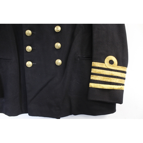 2 - British Royal Navy dress uniform jacket having brass naval buttons by Pitt & Co, bullion wire cu... 