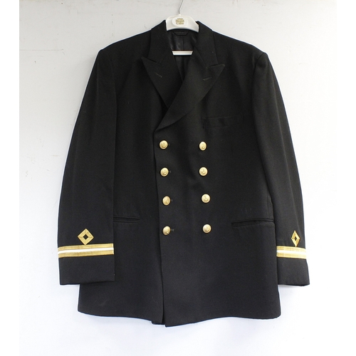 21 - British Royal Navy dress uniform jacket having S M Bass of Hull label, RFA brass naval buttons and b... 