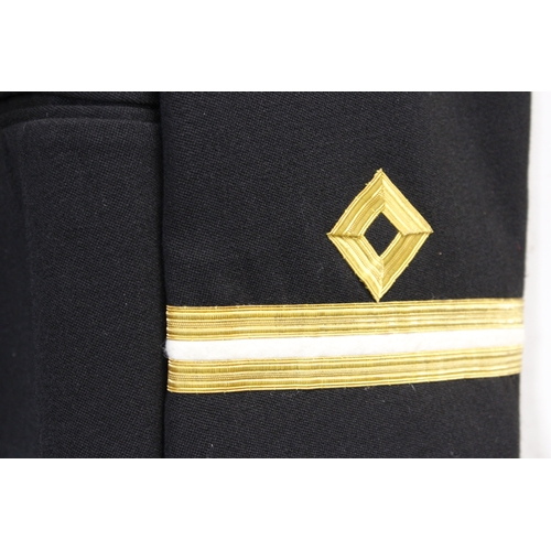 21 - British Royal Navy dress uniform jacket having S M Bass of Hull label, RFA brass naval buttons and b... 