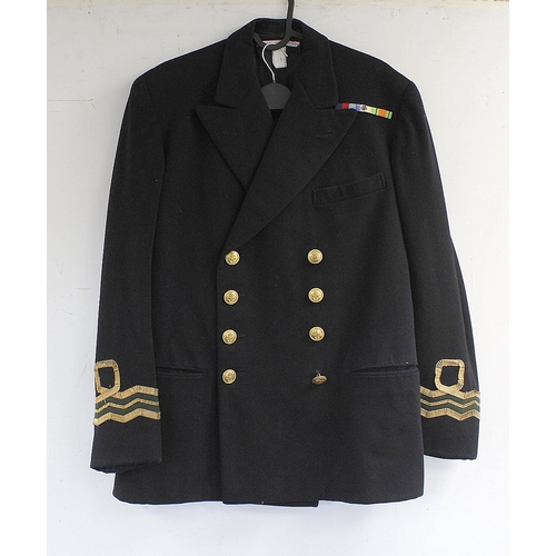 25 - British Royal Navy dress uniform jacket having McMillen Stage Costumes label, brass naval buttons by... 