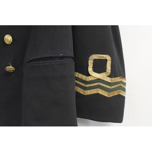 25 - British Royal Navy dress uniform jacket having McMillen Stage Costumes label, brass naval buttons by... 