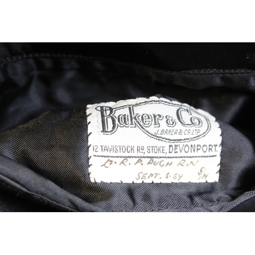 4 - British Royal Navy dress uniform jacket having Baker and Co of Devonport label 