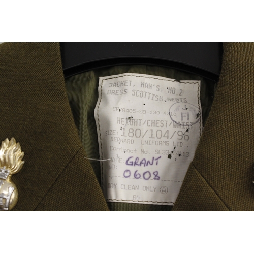 45 - British Army dress uniform jacket having Bernard Uniforms Ltd label penned 