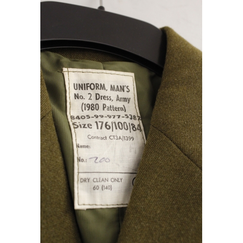 46 - British Army dress uniform jacket having label (1980 pattern No.2 dress), staybrite buttons, Light I... 