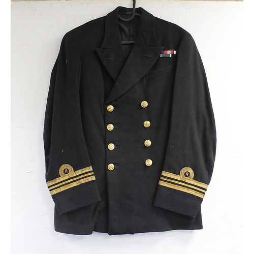 5 - British Royal Navy dress uniform jacket having C I Shearer & Son of Buckie label, brass naval bu... 