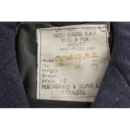 71 - British Royal Air Force dress uniform jacket having M Edgard & Sons Ltd label 