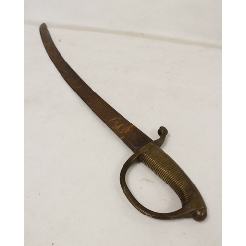 108 - Antique early 19th century French Biquet infantry sabre with brass ridged handle and 27