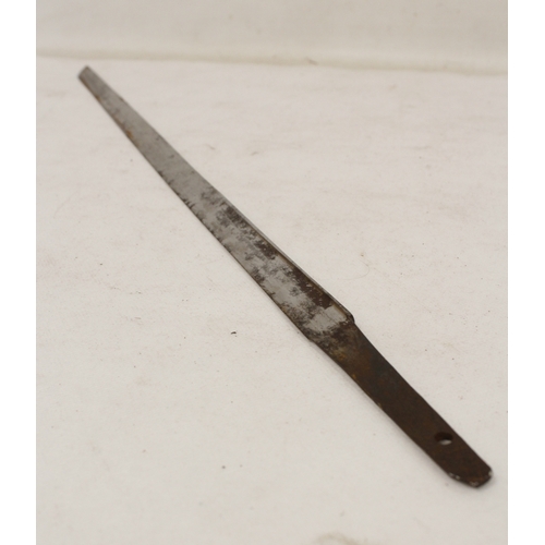 114 - Antique Japanese Wakizashi short sword in split cane cover. Blade length 48cm, lacking handle and Ts... 