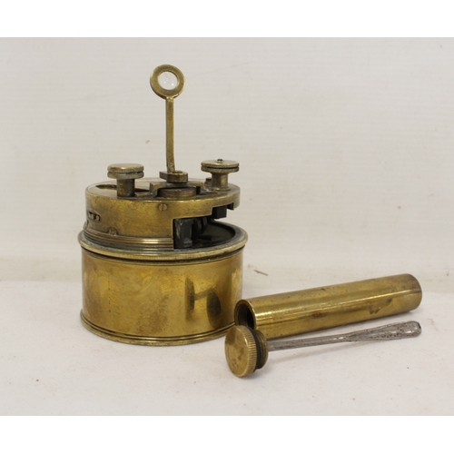 128 - WW1 era box / pocket sextant by Adie & Son Edinburgh in brass screw thread case. Also a WW1 JJB ... 