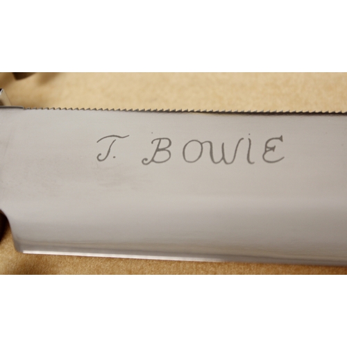 129 - American framed Jim Bowie knife manufactured by the Franklin Mint. 