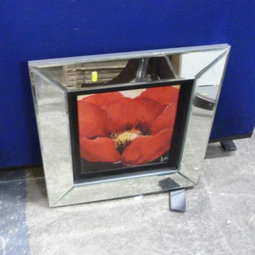 112 - Large gilt framed mirror and another of poppy design