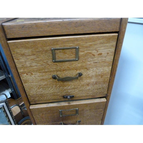 113 - Oak vintage four drawer filing cabinet