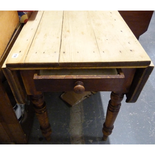 114 - 19th century pine drop leaf kitchen table