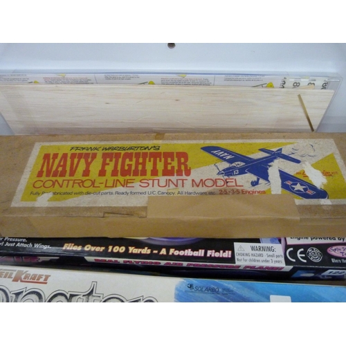 122 - Large collection of model airplane kits including Senator, Frank Warburton navel fighter (6)