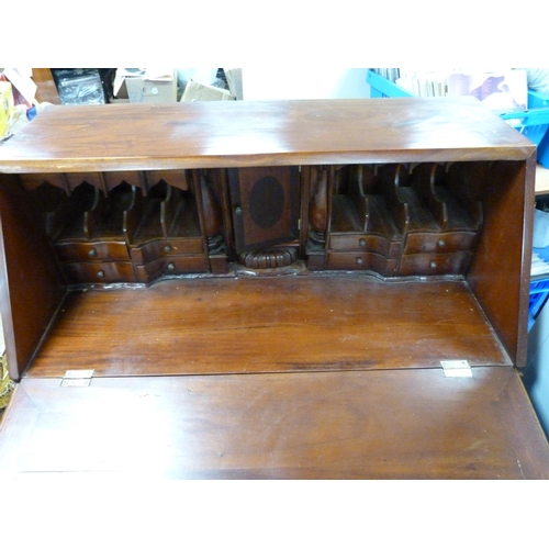 133 - 19th century mahogany bureau fitted two short and three long drawers