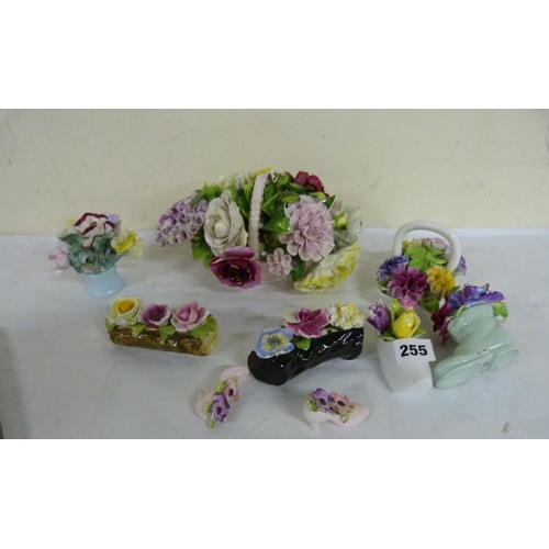 255 - Collection of various flower basket ornaments