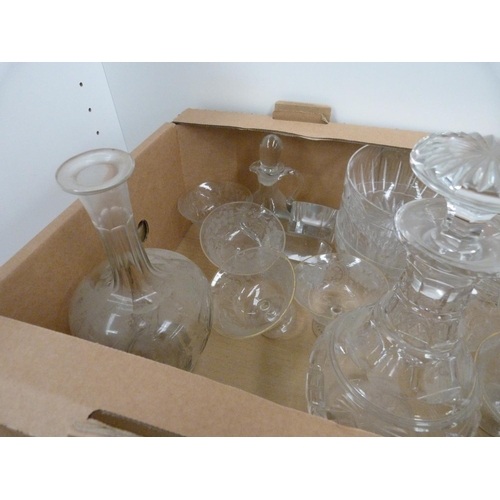 51 - Collection of glass ware to include fingers bowl, decanters etc