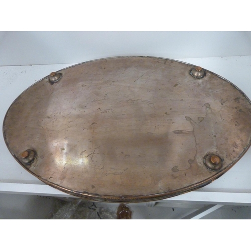 92 - Copper oval galleried tray