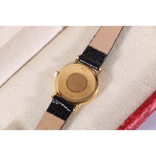 129 - 18ct gold Omega De Ville wristwatch with Roman Numeral chapters, textured centre to the dial, the re... 