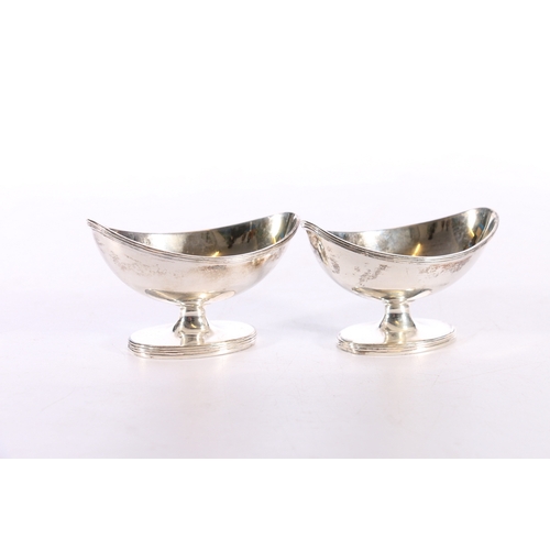 69 - Pair of George III silver table salts of navette boat shape by Henry Chawner London 1792, 9cm wide, ... 