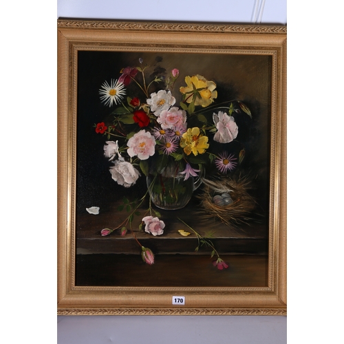 170 - EDWARD HASSEL MCCOSH (b1949) *ARR*, Two still life works of flowers, Signed oil on canvases, 70cm x ... 