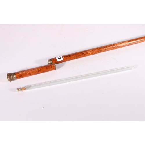 232 - Antique novelty walking stick with secret hidden drink reservoir 40cm long, stick length 88cm long&n... 