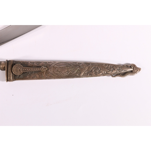 244 - South American Gaucho knife by AE&Co (possibly Abramo Eberle e Companhia), the white metal scabb... 