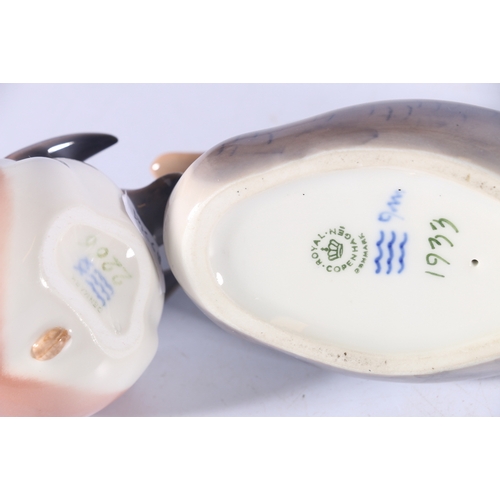 257 - Two Herend of Hungary porcelain models of ducks, blue stamp to base numbered 15336, 10.5cm long