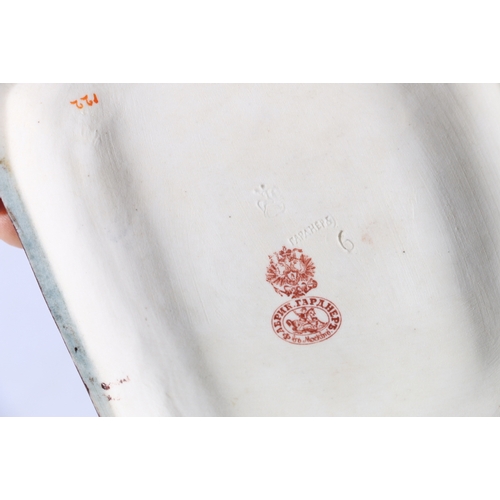 270 - Russian Gardner style bisque porcelain figure of a man a child at the wash, red back stamp 