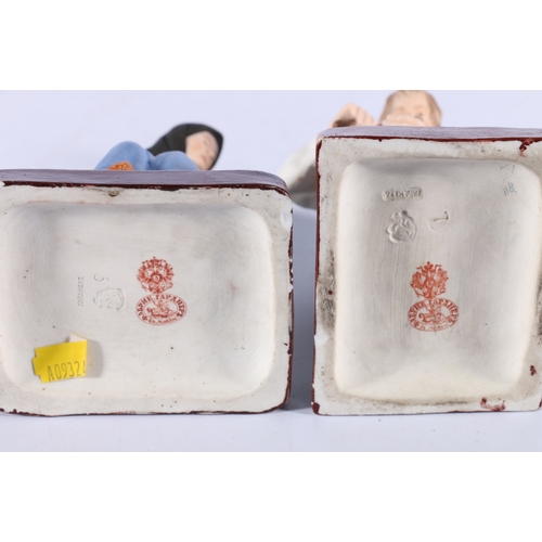 271 - Pair of Russian Gardner style bisque porcelain figures of bast shoe maker and a female seated, red b... 