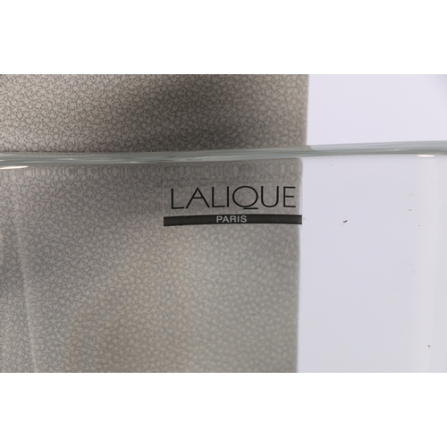 278 - Lalique French glass trophy vase with opaque handles, etched signature and Lalique label, 25cm tall,... 