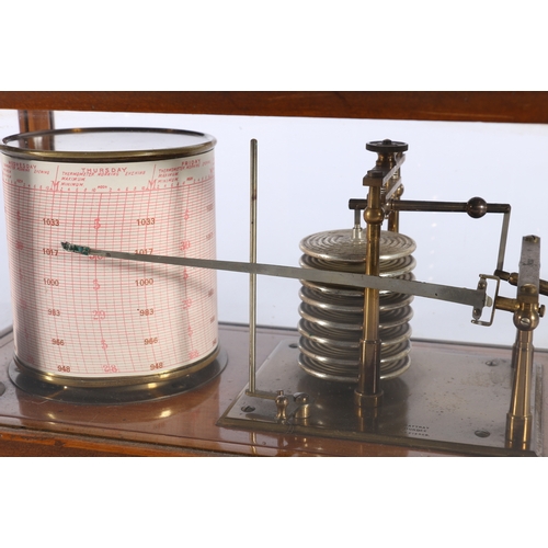 305 - Rattray of Dundee eight atmosphere barograph under glass case, number F14329, 36cm wide