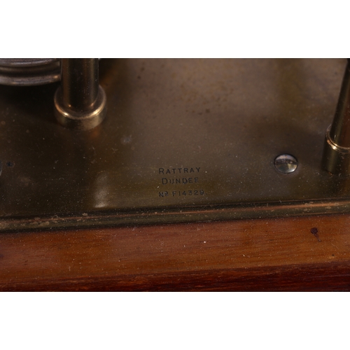 305 - Rattray of Dundee eight atmosphere barograph under glass case, number F14329, 36cm wide