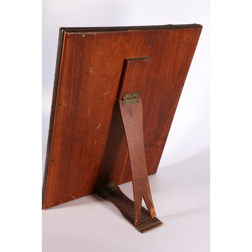 307 - Early 20th century tortoiseshell veneered table mirror with easel back and bevelled glass, 52cm x 40... 