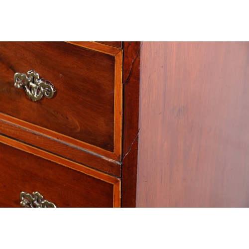 445 - Victorian mahogany inlaid seven graduated drawer chest with Greek key cornice, raised on bracket sup... 