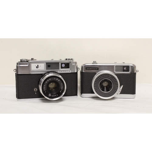 377 - Five vintage cameras to include a Russian Fed 3 with 53mm F2.8 lens and a Japanese Yashika J camera ... 