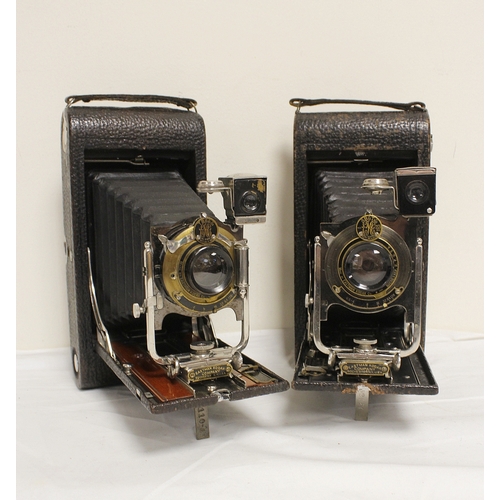 383 - Five antique folding plate cameras to include two Eastman Kodak No. 3-A folding pocket Kodak model B... 