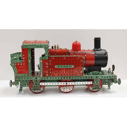 293 - Large Meccano constructed model of a 0-6-0 steam train locomotive, 52cm long