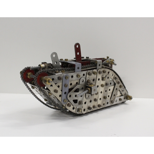 295 - Meccano constructed model of an army tank with 6v electric motor (untested), a model of a Russian ta... 