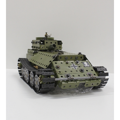 295 - Meccano constructed model of an army tank with 6v electric motor (untested), a model of a Russian ta... 