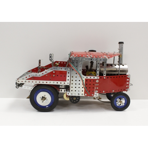 298 - Large Meccano constructed model of Foden type steam lorry C.1927 with spirit fired live steam b... 