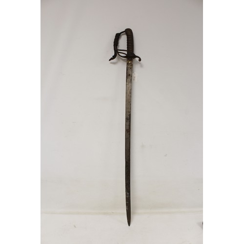 136 - British Victorian officer's sword with sharkskin handle and period scabbard.