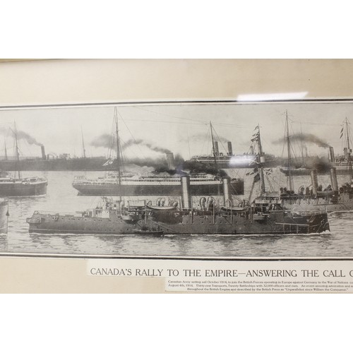 187A - Large framed black and white landscape of 'Canada's Rally to the Empire' (the Canadian Army setting ... 