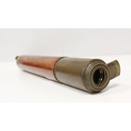 373A - Antique Victorian mahogany and brass bound folding telescope. Brass sliding lens gates present.